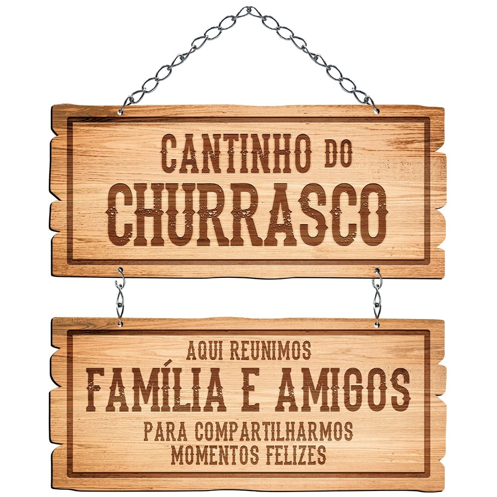 Placa Decorativa Cantinho Do Churrasco Família Amigos Momentos Felizes Com Corrente Frase Enfeite
