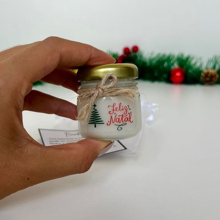 Kit 22 Mini Velas Aromáticas Personalizadas Lembrancinha Natal