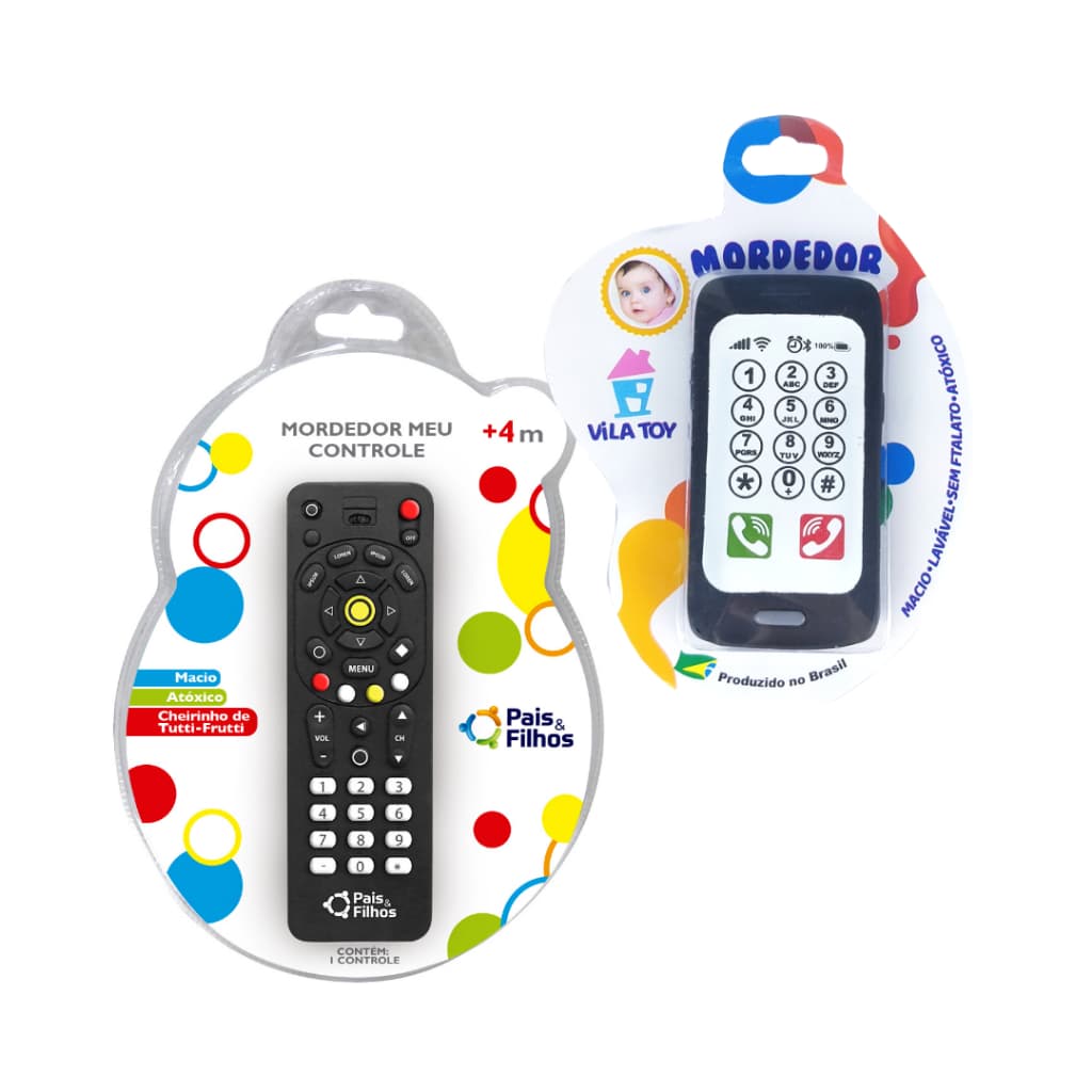 Mordedor Controle Remoto E Celular Bebê Anti Stress Kit