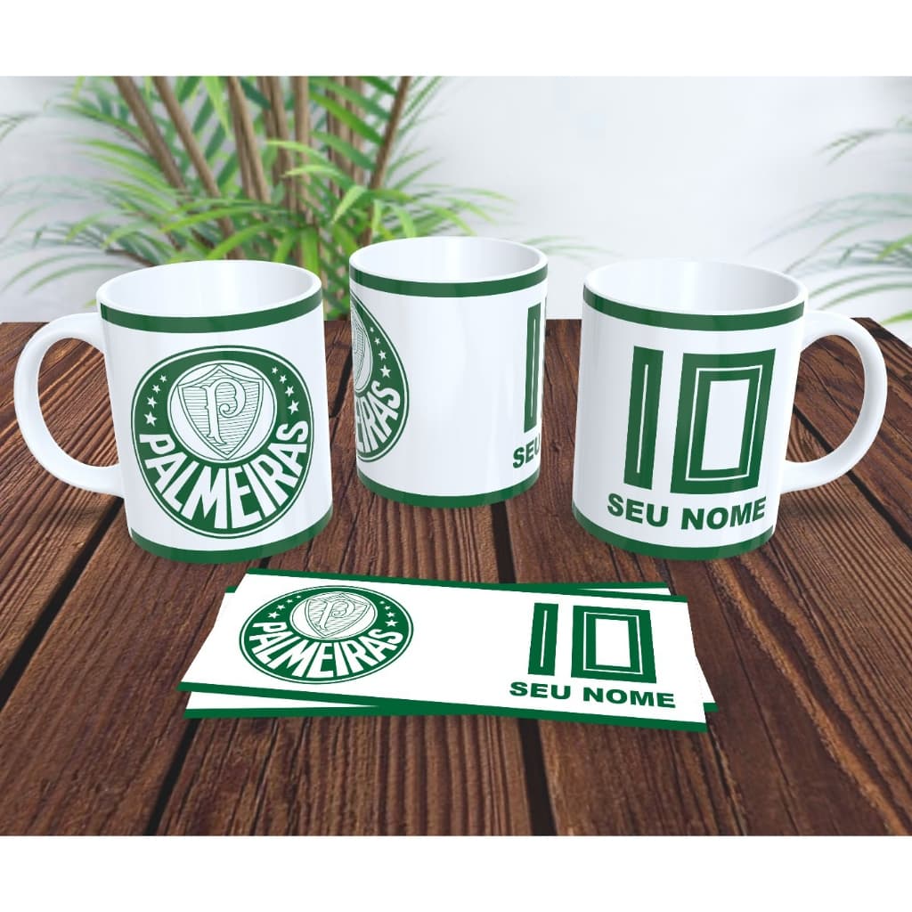 Caneca/Xicara Porcelana Personalizada com Times Brasileiros com Nome e número Futebol