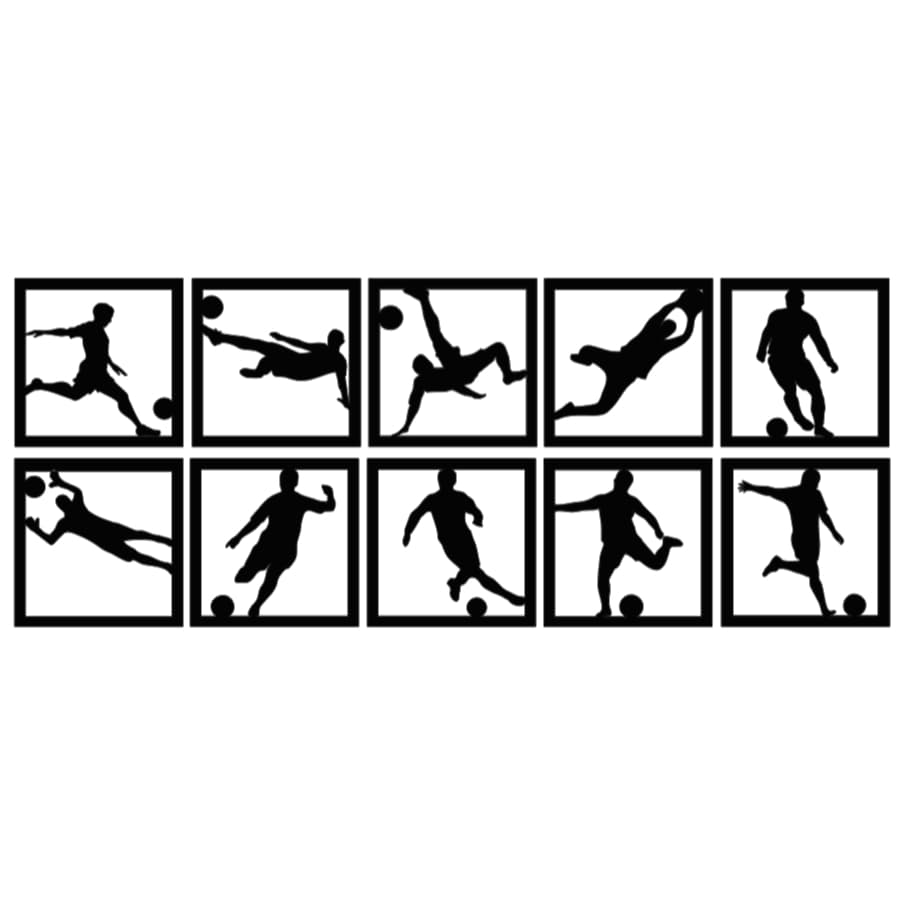 10 Mini Quadros Futebol 13x13 MDF Preto