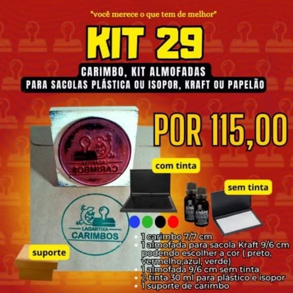 kit carimbo misto ( papelão Kraft  plástico metais  e isopor)com almofadas e 2 frasco de tinta de brinde+ suporte