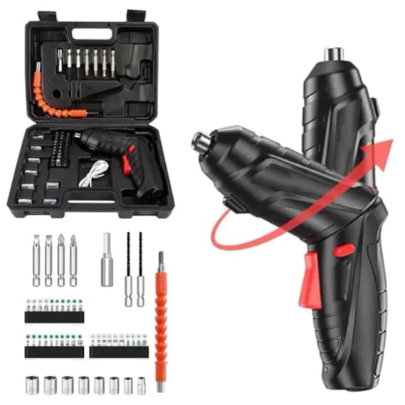 Kit Parafusadeira Doméstica com maleta Leve Portátil USB Recarregável