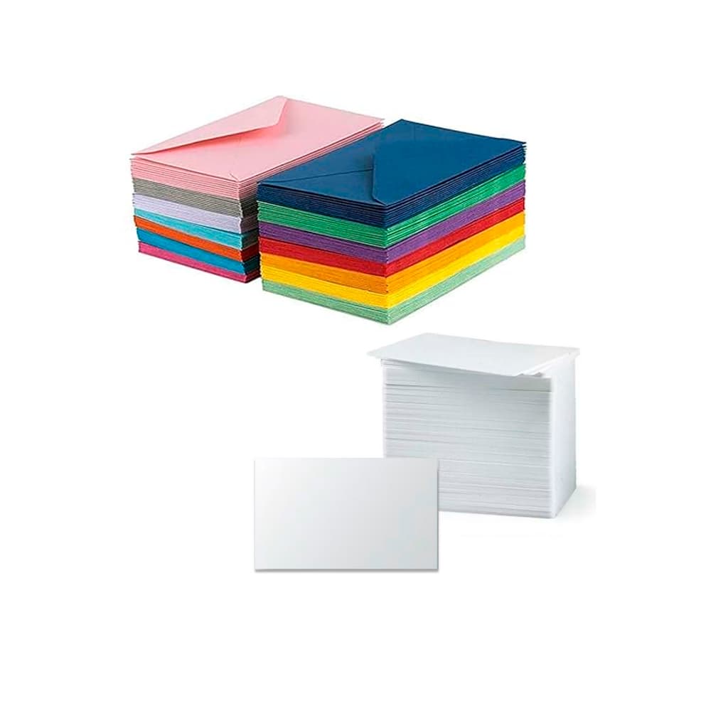 Mini Envelope Colorido 100 Un e 100 Cartão de Recado para floricultura