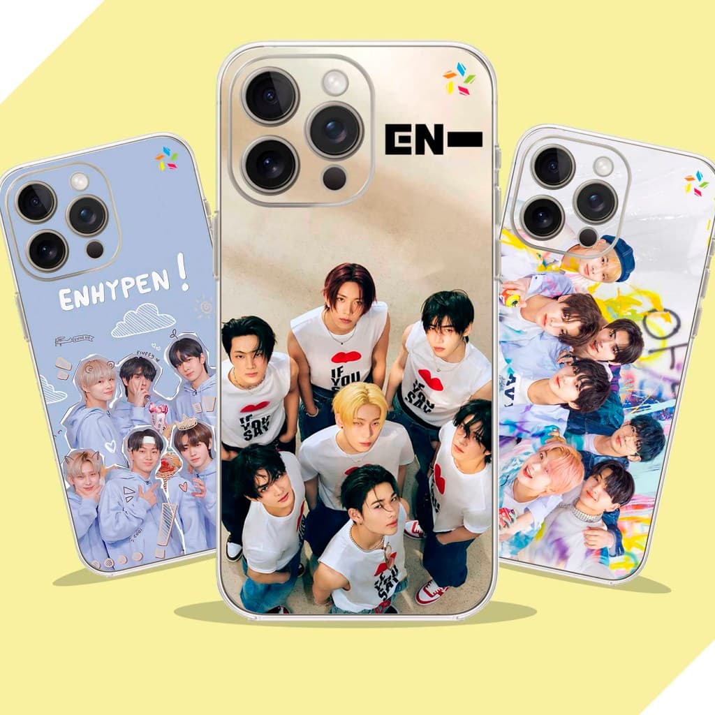 Capa Capinha Personalizada Anti-Impacto - Coleção Enhypen K-pop - Para Todos os Modelos de Celular