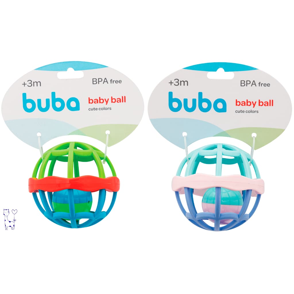 Brinquedo Bola Sensorial Buba Mordedor + Chocalho Macio para Bebê Baby Ball Educativa