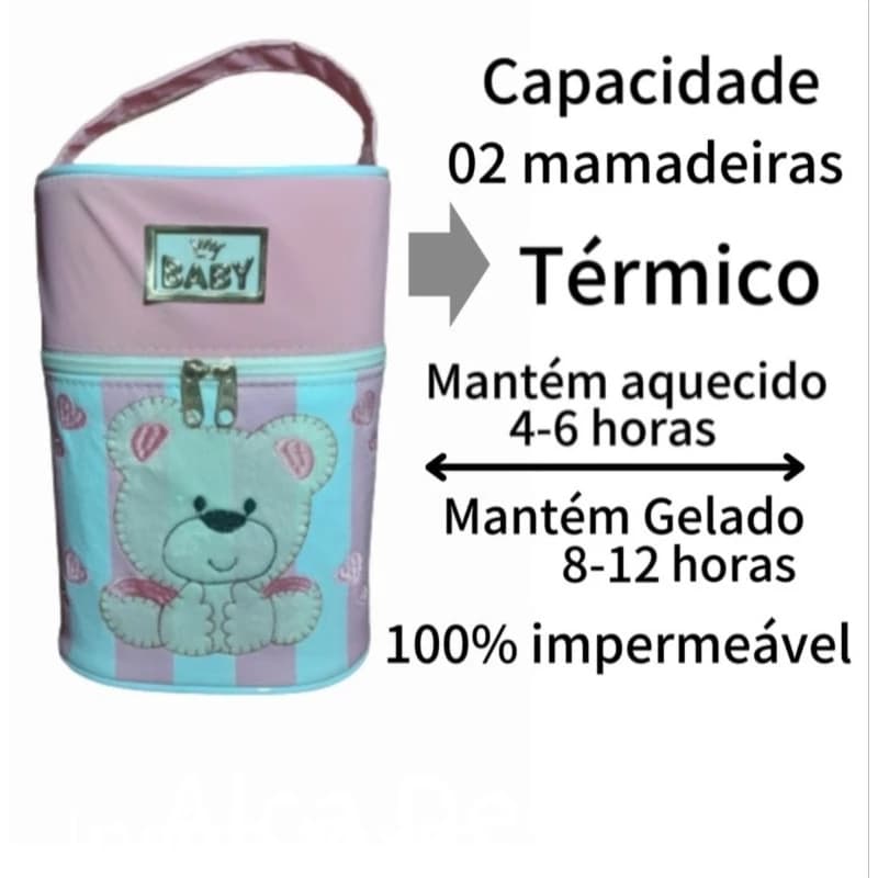 Porta Mamadeira Térmico Duplo + Isopor Mantenha o Leite Quente ou Frio por Mais Tempo