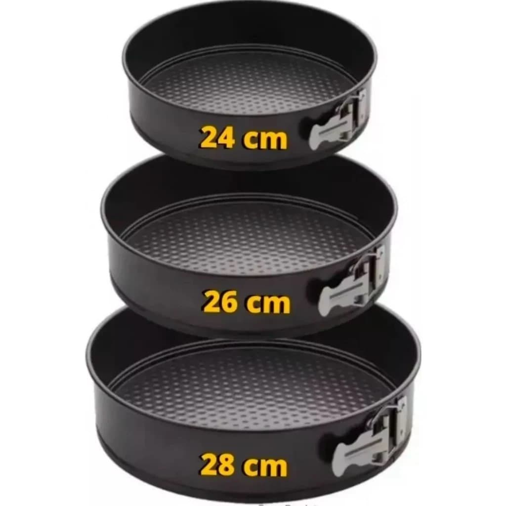 Kit 3 Formas com Fundo Removível Antiaderente para torta Bolo