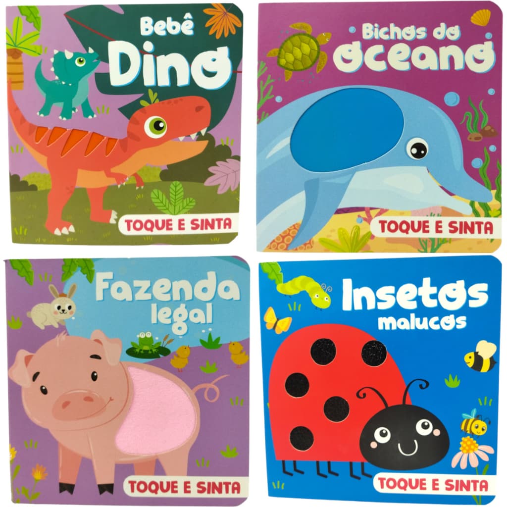 Livro Infantil  - Toque e Sinta Animais -  Pé da Letra - Diversão sensorial - Ilustrações coloridas