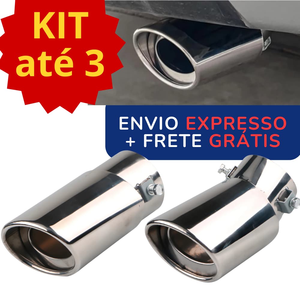 Ponteira Escapamento Esportivo Automotivo Inox Curvado e Reto