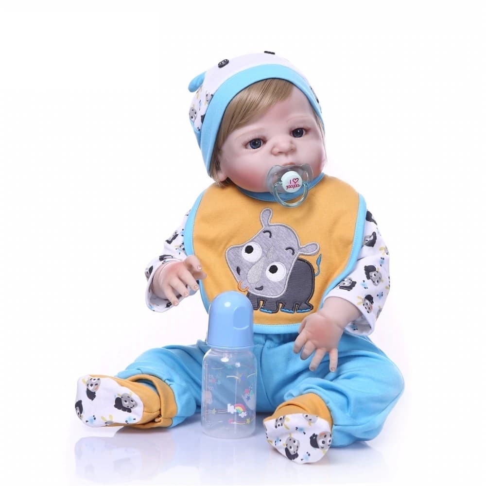 Bebe Reborn Menino 100% Silicone 57 Cm - Bento Loiro