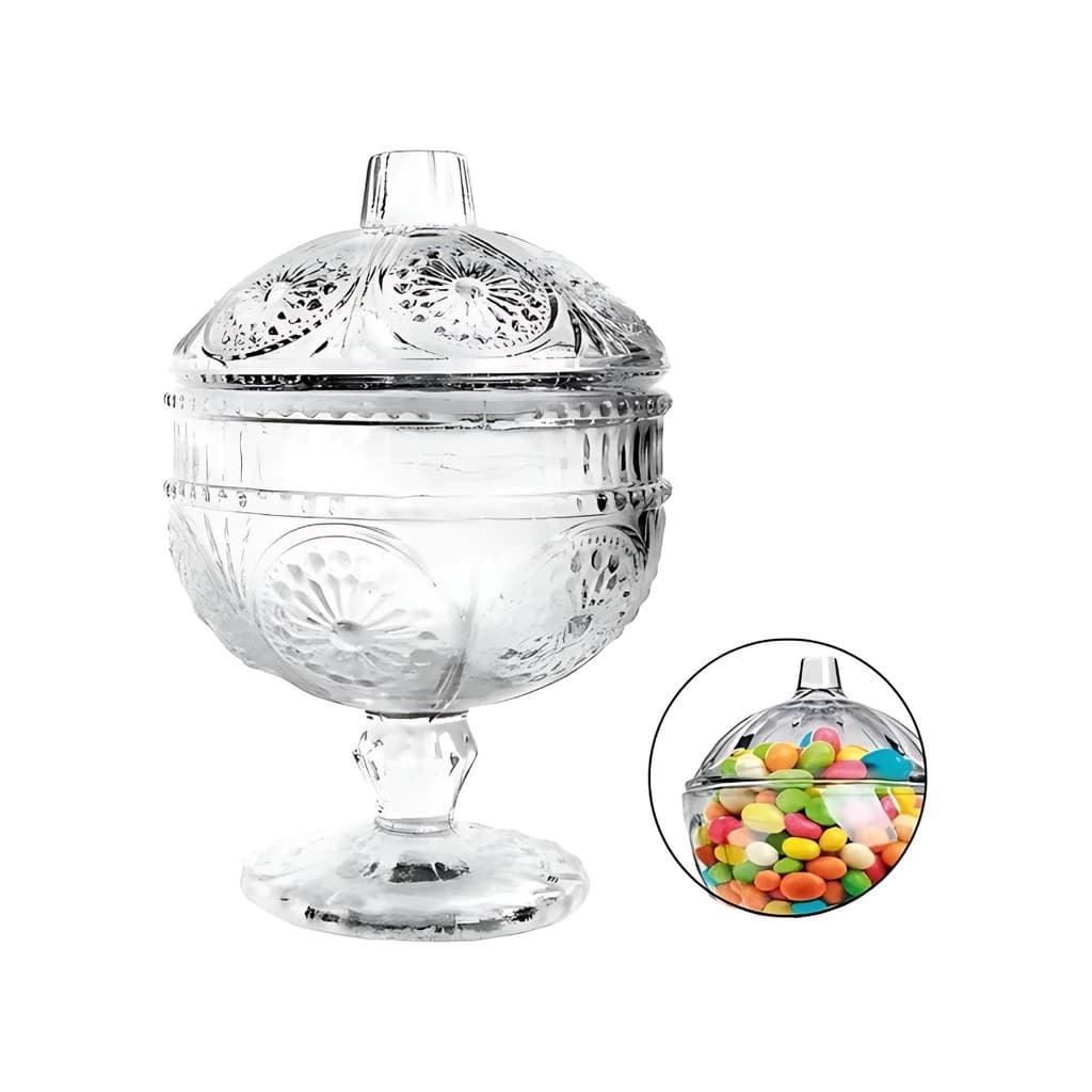 POTICHE DE VIDRO COM TAMPA E PÉS - 14 CM - L'HERMITAGE