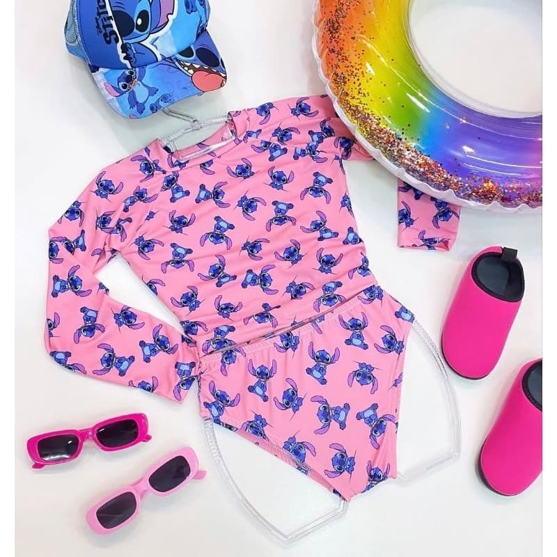 Biquíni infantil Blusinha manga longa Moda praia