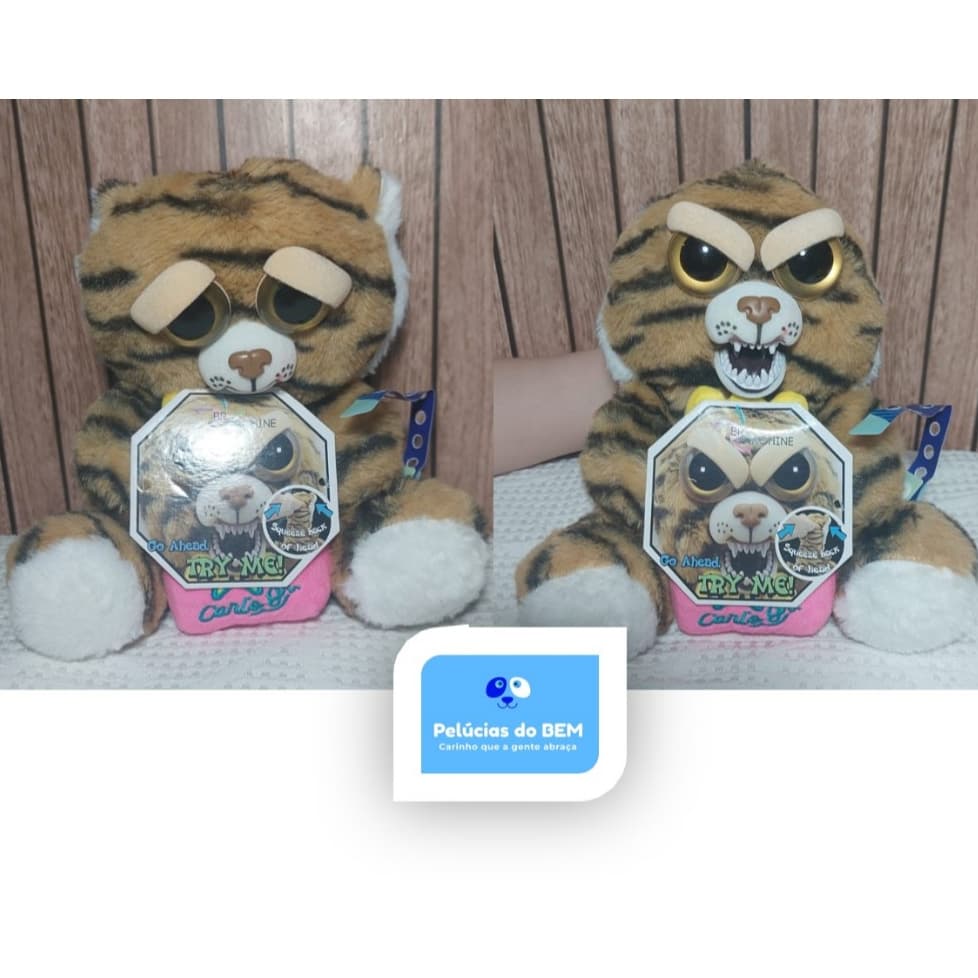 Tigre Batatinha Feisty - Monster safari - Muda expressão - Nova coleção - Brmachine - 20 cm altura