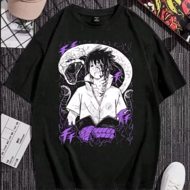 camisa de anime naruto sasuke uchira unissex(100%algodão)