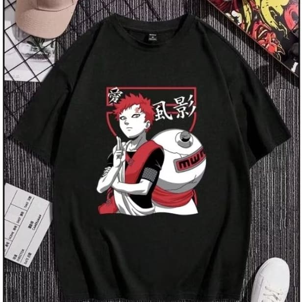 camisa de anime naruto gaara do deserto unissex (100%algodão)