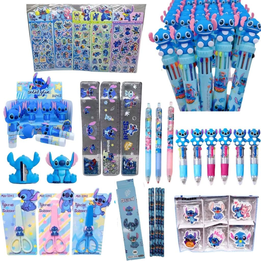 Kit Papelaria Fofa Kawaii Stitch Presente Criativo Escolar