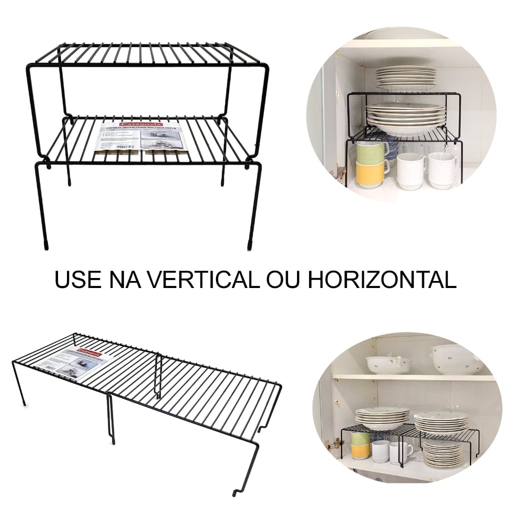Organizador Suporte Rack Duplo para Armários e Bancadas