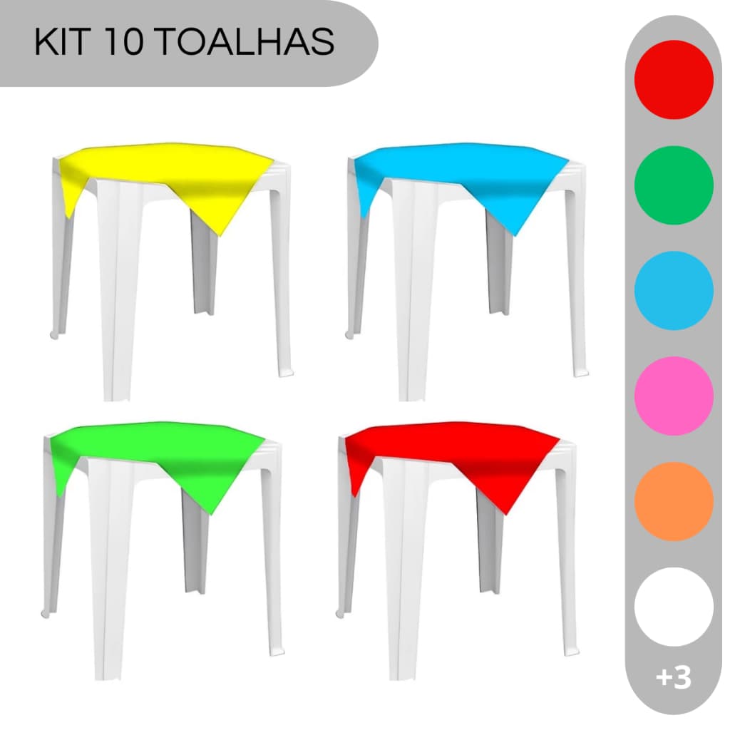 Kit 10 Toalhas Plástica de Mesa Para Convidados Lisa 70x70cm