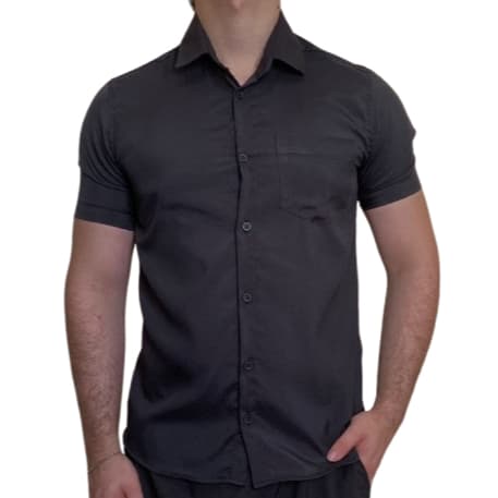 Camisa Social Masculina Manga Curta Com Bolso