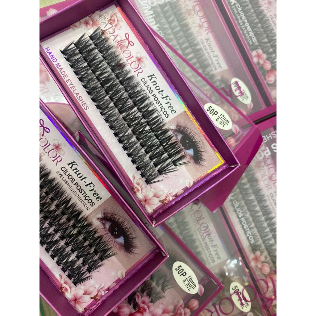 Tufos Fada Color 50 pelos para extensão de cílios  curvatura L efeito fox eyes ou raposa