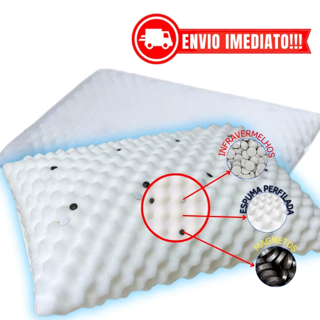 KIT 2 Travesseiro MAGNÉTICO ALTO Ortopedico Infravermelho Espuma Massageador Anatomico