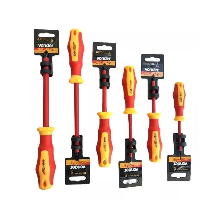 Jogo Kit Profissional 6 Peças Chave Chaves fenda Philips Isoladas Vonder VDE