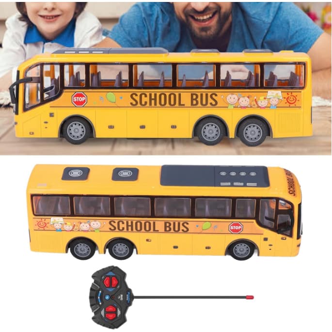 Ônibus Escolar Com Luz 4CH Carrinho Com Controle Remoto Bateria Recarregável