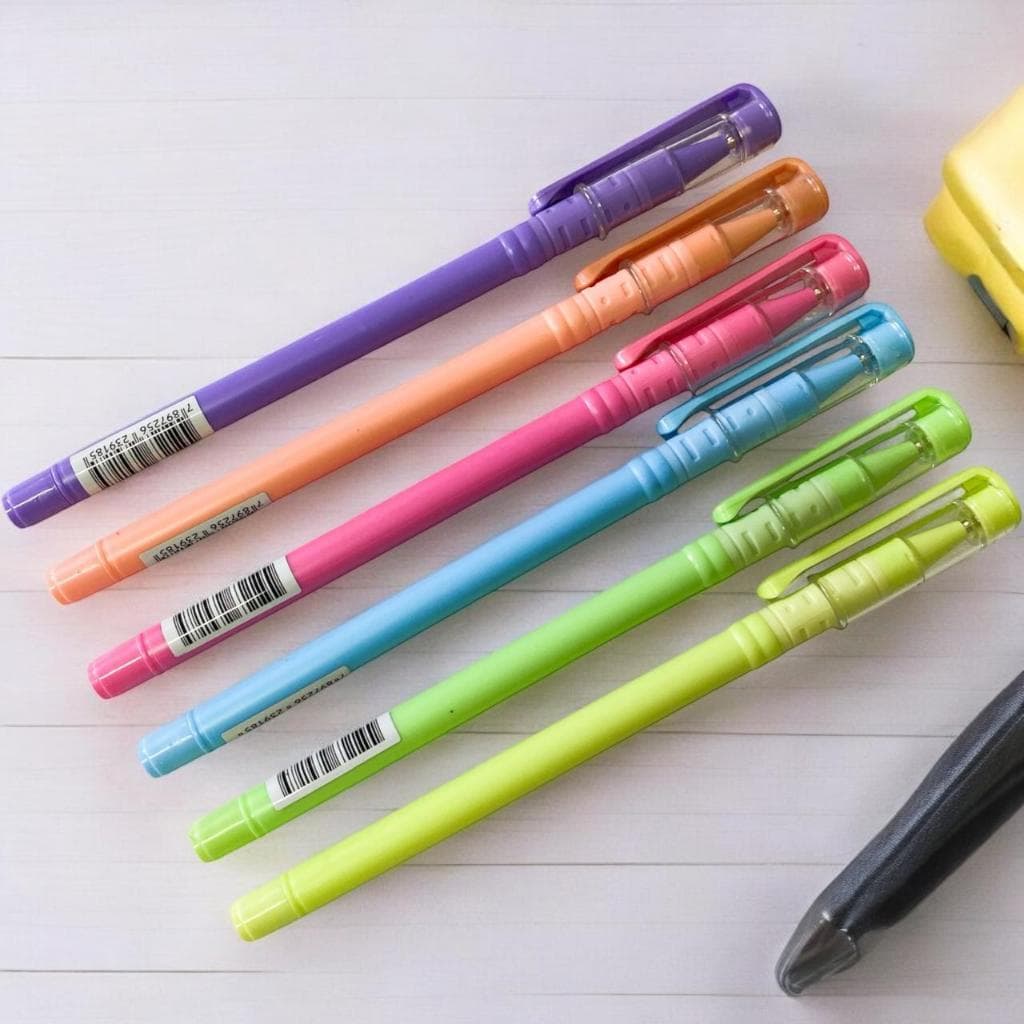 KIT 6 Canetas Esferográfica Pastel Trend 1.0mm /97918(AZUL, VERDE ,AMARELO,PINK,ROXO,LARANJA)
