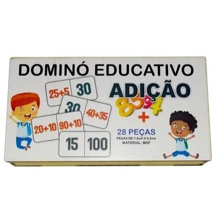 Dominó Educativo Pedagógico Matemático Adição - Subtração - Divisão - Multiplicação em MDF