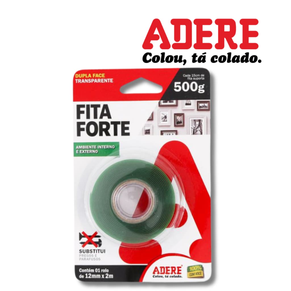 Fita Dupla Face Fixa Forte Fita Adere 12x2 Fita Face Dupla Fita Uso Geral 2Metros Fita Adesiva Dupla