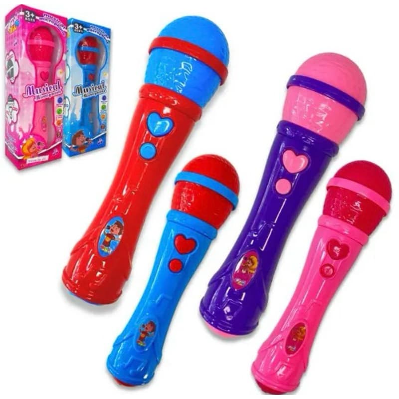 Microfone Infantil Sai A Voz E Musical Brinquedo Cantor Rock