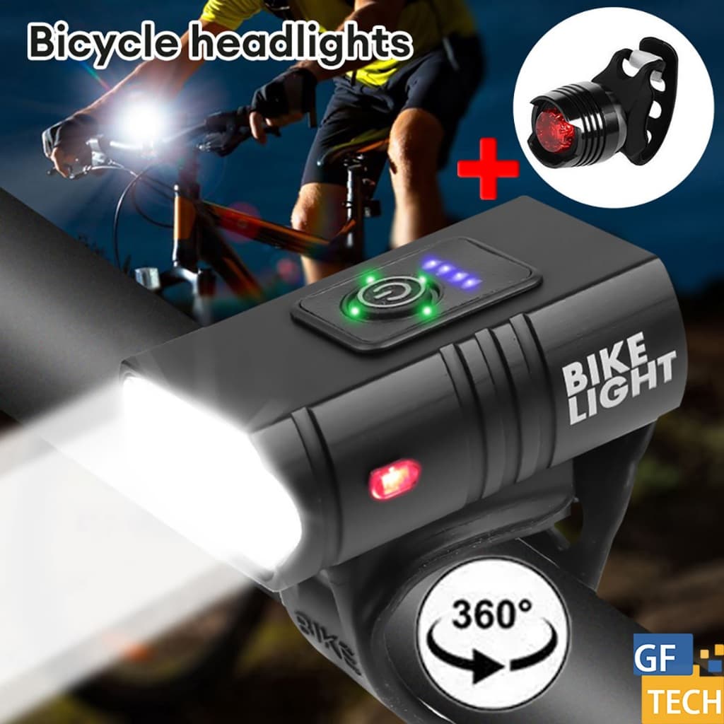Kit Lanterna E Farol Bicicleta 7H 6 Modos 2000 Lumens Recarregável À Prova D'Água Luz De Bicicleta