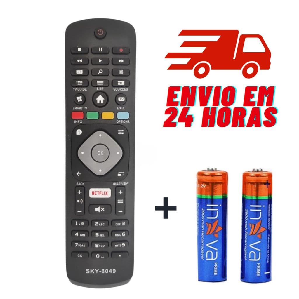Controle Remoto Para TV Philips Smart Lcd Led Tecla Netflix
