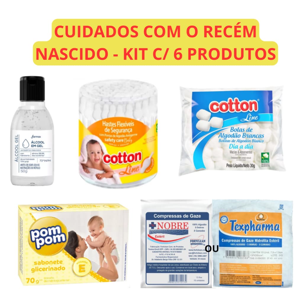 6Produtos Kit Para Bebê Recém Nascido Cuidados Na Maternidade Cuidados Em Casa Mãe e Bebê Pós Parto