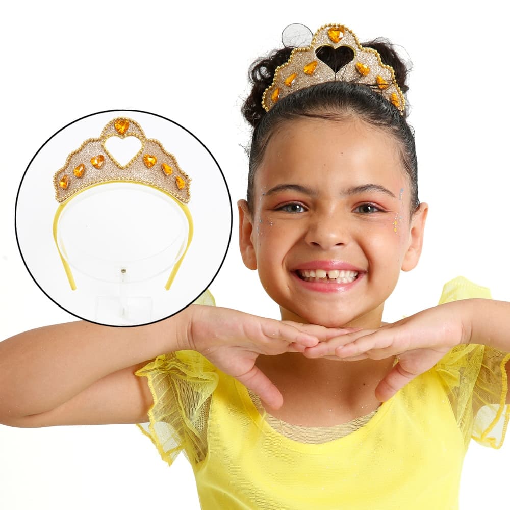 Tiara Coroa de Princesa Pedras Brilhantes Infantil - Dourada