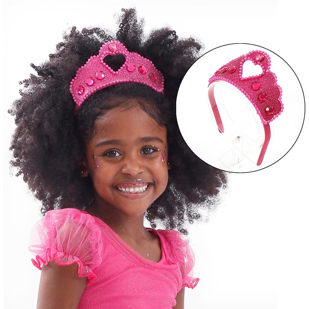 Tiara Coroa de Princesa Pedras Brilhantes Infantil - Pink