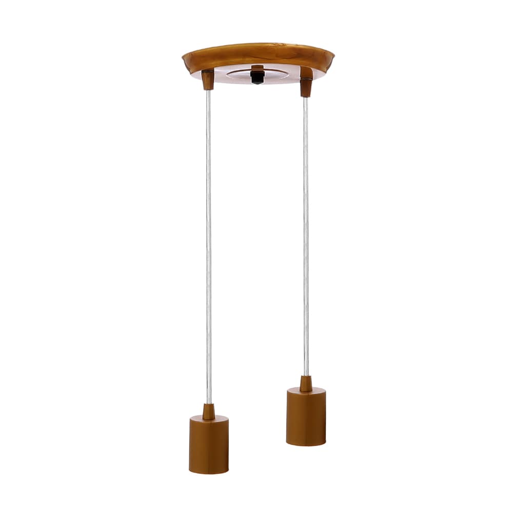 Luminária Pendente Copinho Retrô Decorativo Termoplástico para 2 Lâmpadas com Soquete E27 Bivolt Completo