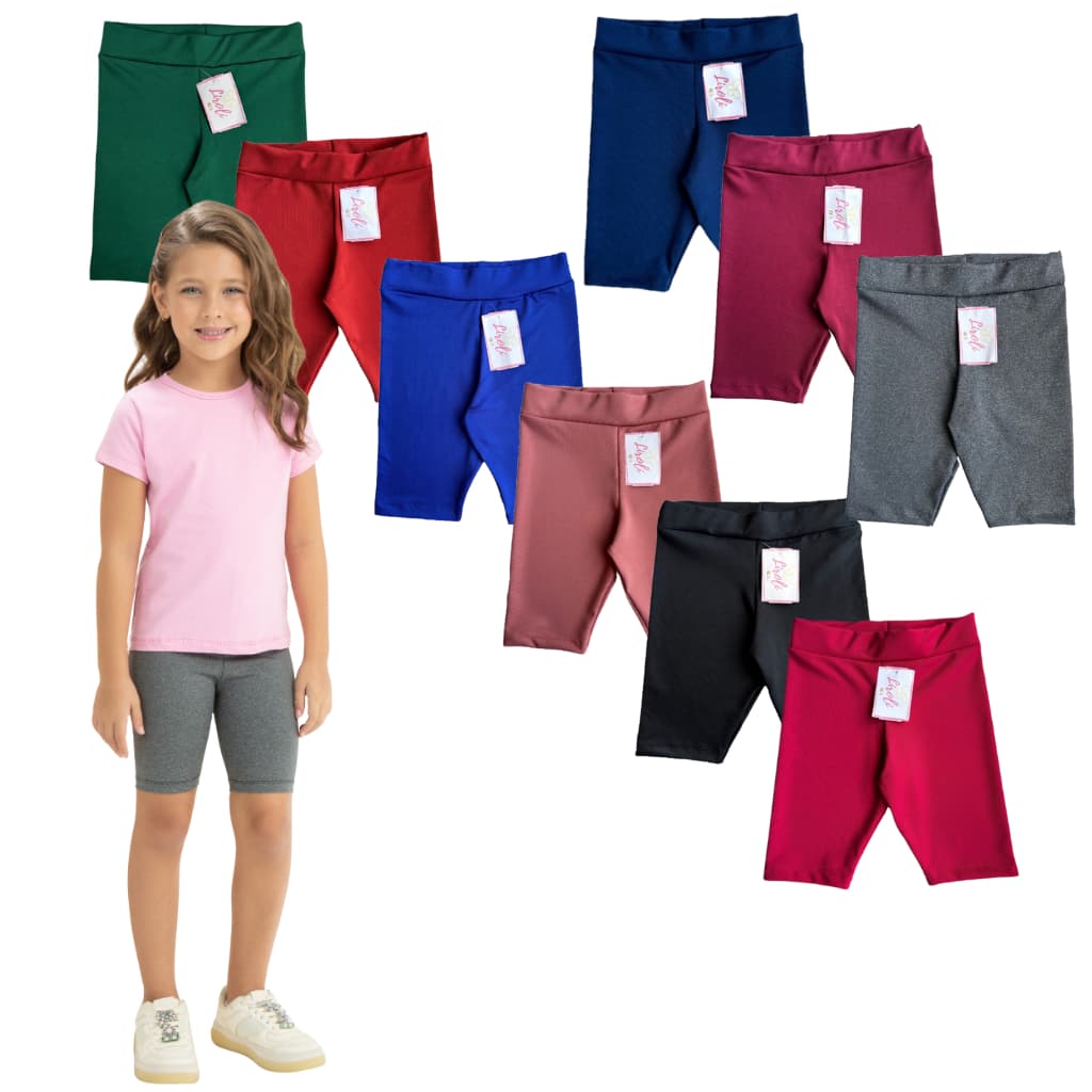 Bermuda Shorts Suplex Infantil Juvenil Feminino Menina Tamanho 1 ao 16