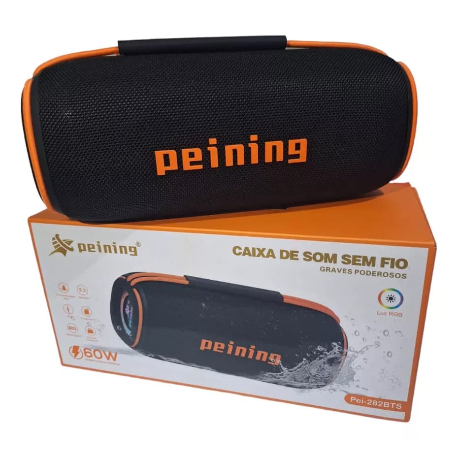 Alto-falante Peining Pei-282 Bts Portátil Com Bluetooth Waterproof Preto 110v/220v Alto-falante Peining Pei-282 Bts Port