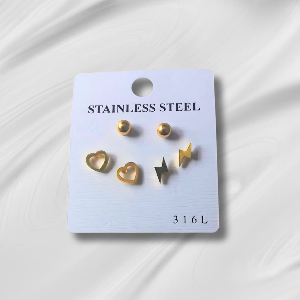 Kit com 3 Pares de Brincos Dourados - Elegância em Banho de Ouro