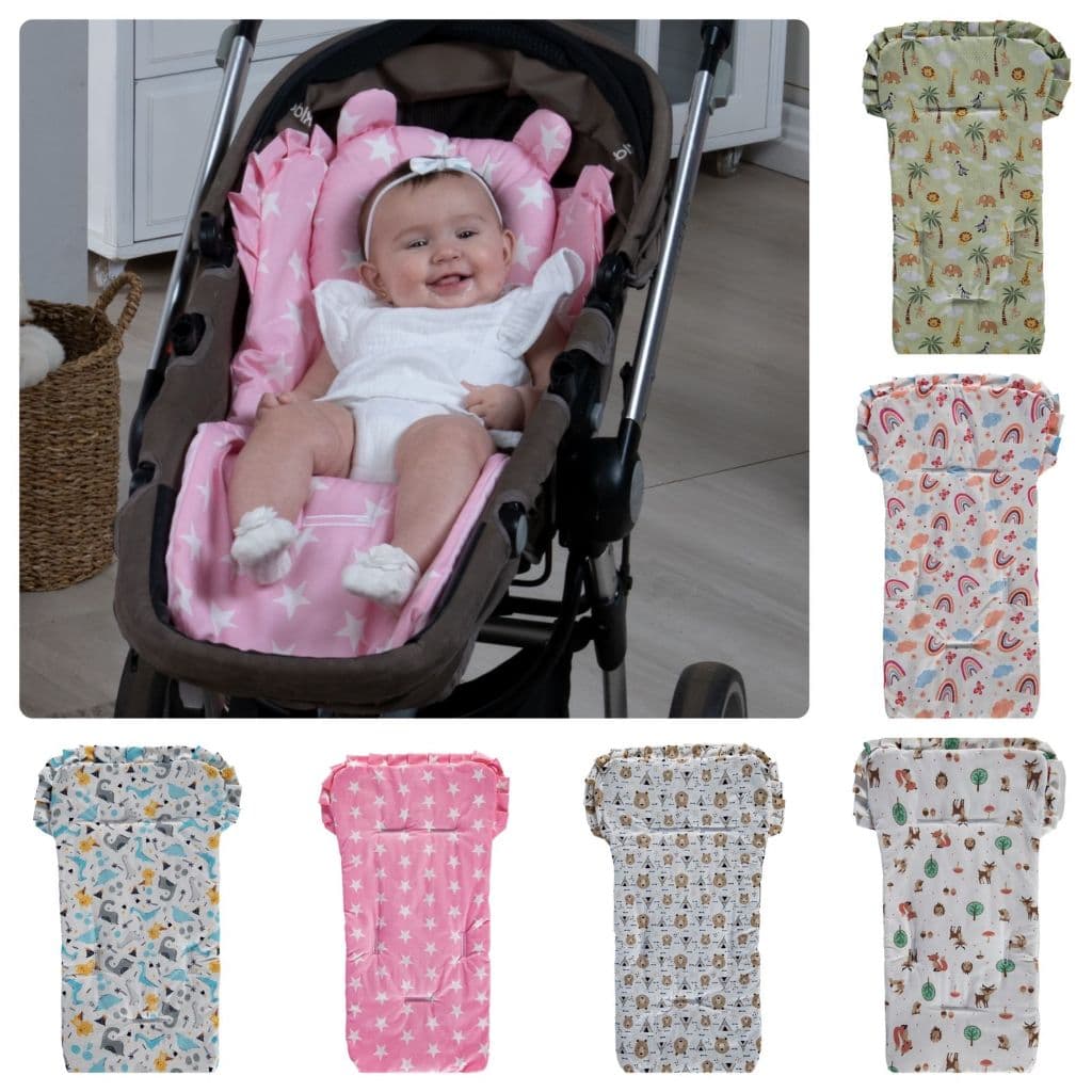 Capa de Carrinho Novo Colchonete de Bebê Universal Estampada e Lisa
