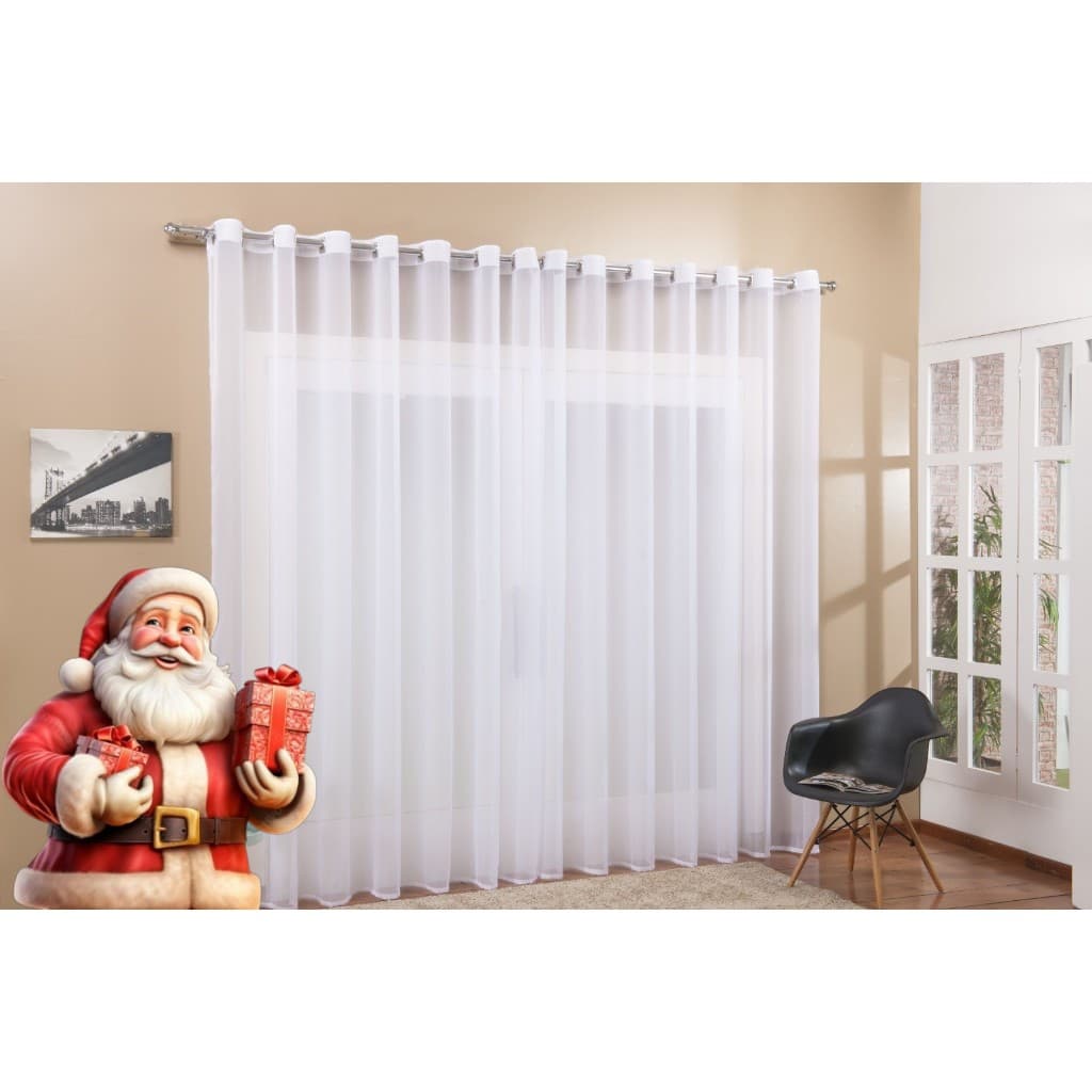 Cortina Voal 5,00 x 2,80 Para Sala Ambiente Aconchegante