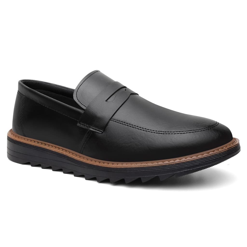 Sapato Social Masculino Preto Sem Cadarço Calce Facil Dia A Dia