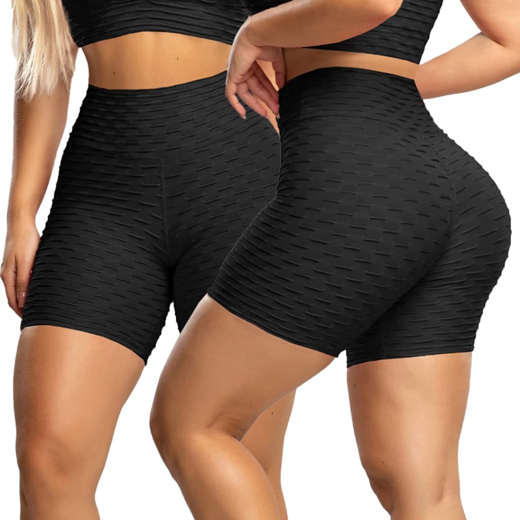 Shorts Legging Bolha Suplex de Compressão com Cós Alto Empina Bumbum 3D Textura Flocada Academia
