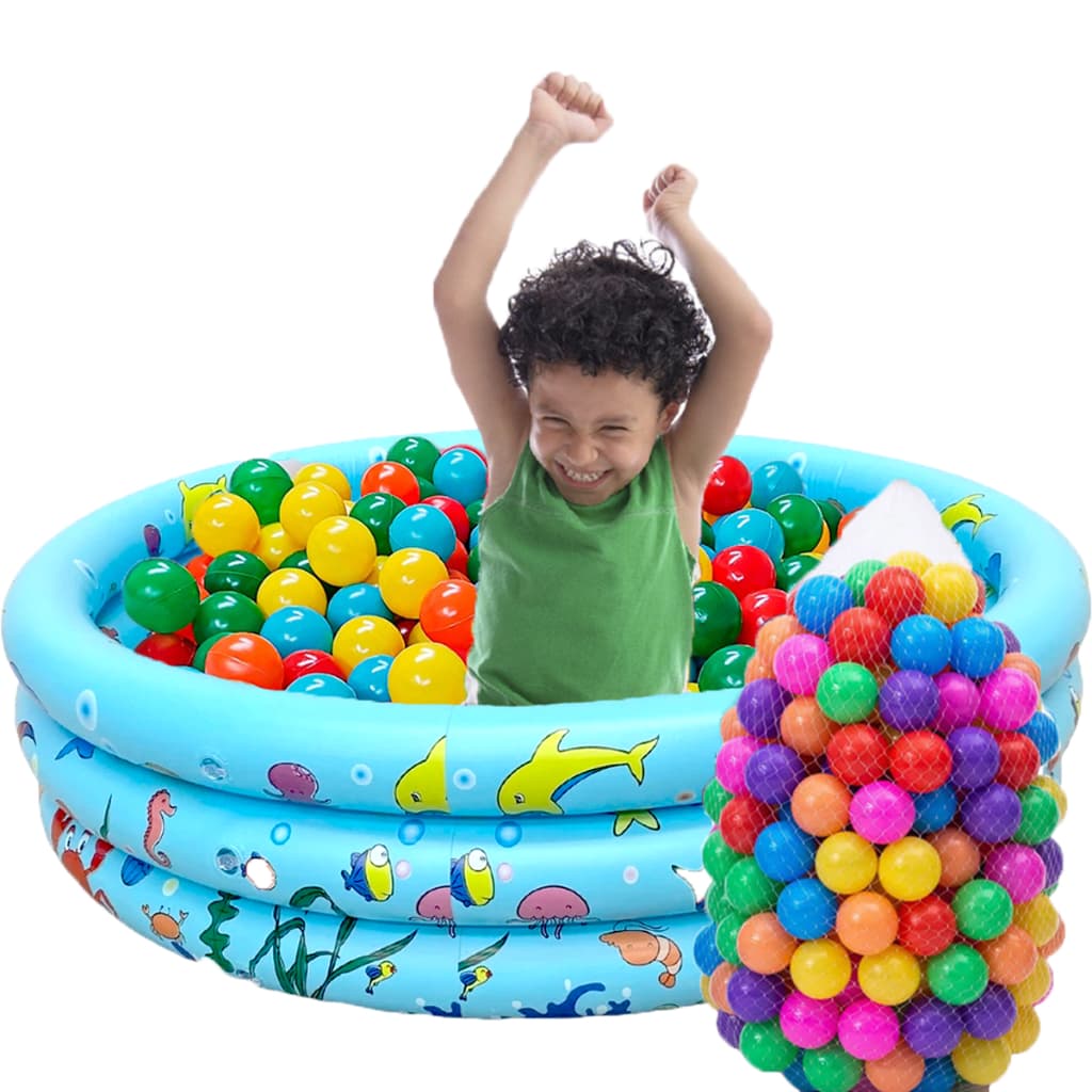 Piscina Infantil Inflável 100 litros Colorido + 100 Bolinhas