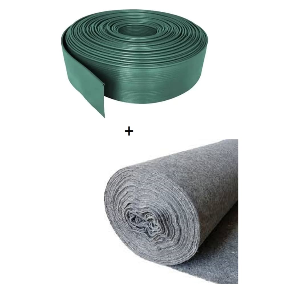 Kit Limitador de Grama 10m e Manta de Bidim 10m Jardim Jardinagem Separador Filtro