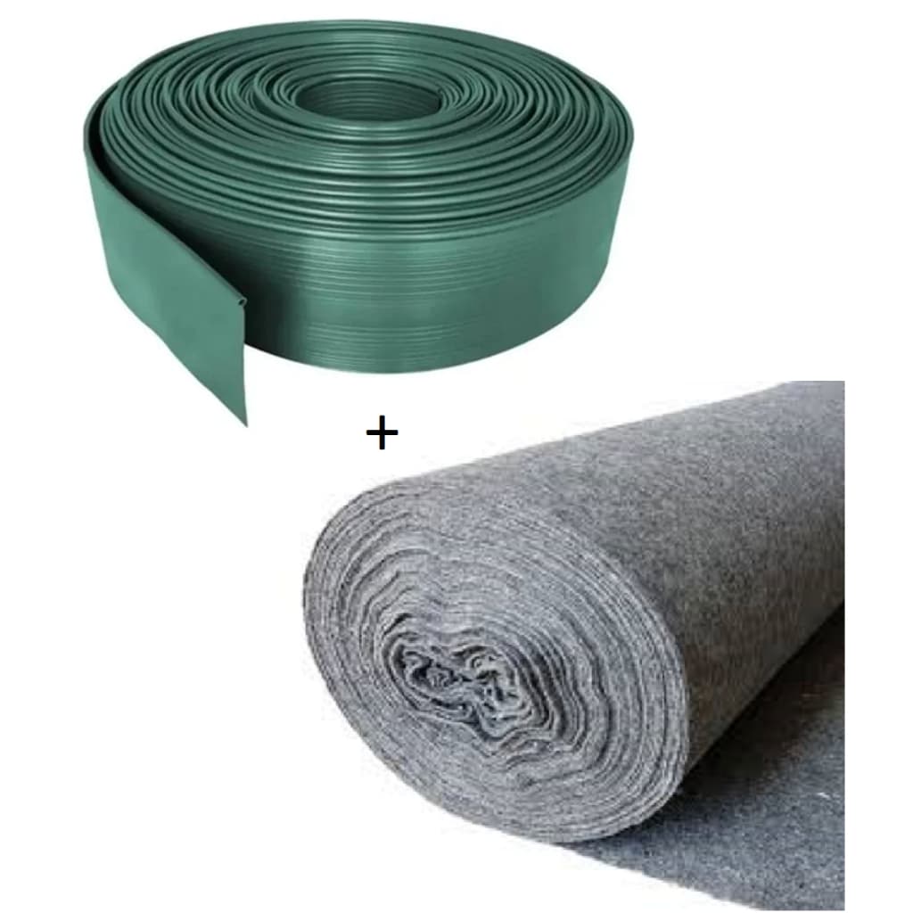 Kit Limitador de Grama 50m e Manta de Bidim 10m Jardim Jardinagem Filtro