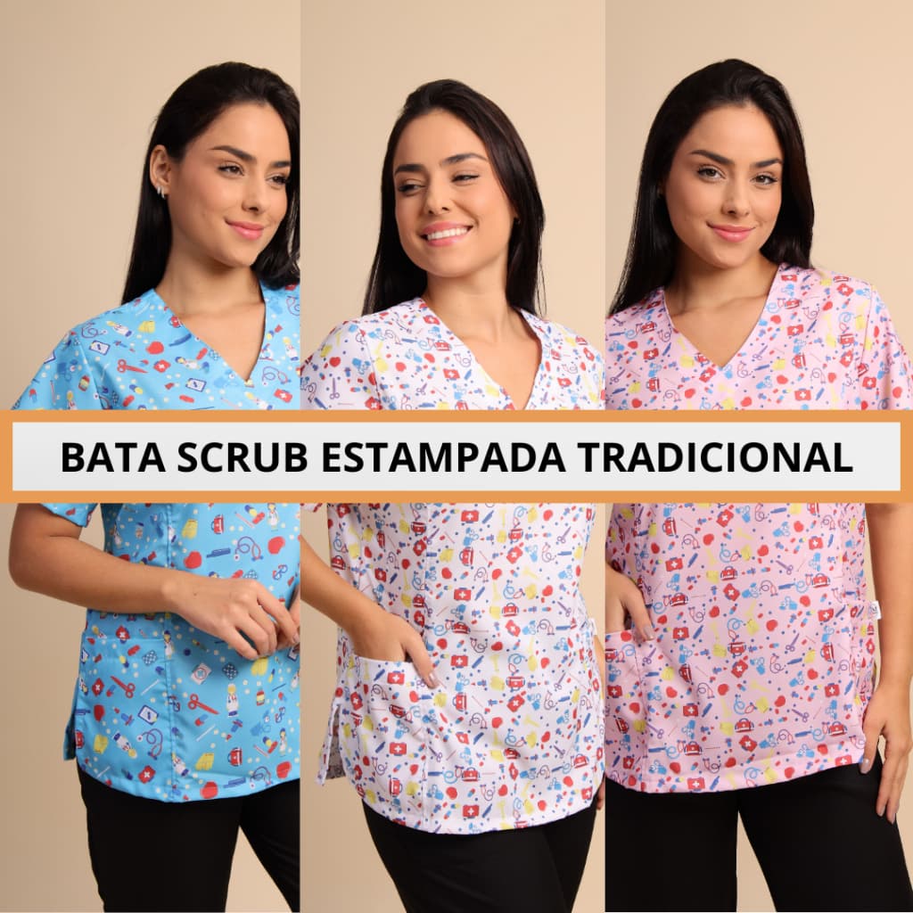 Bata Scrub BLUSA Tradicional diversas estampas enfermagem veterinaria medicina odonto