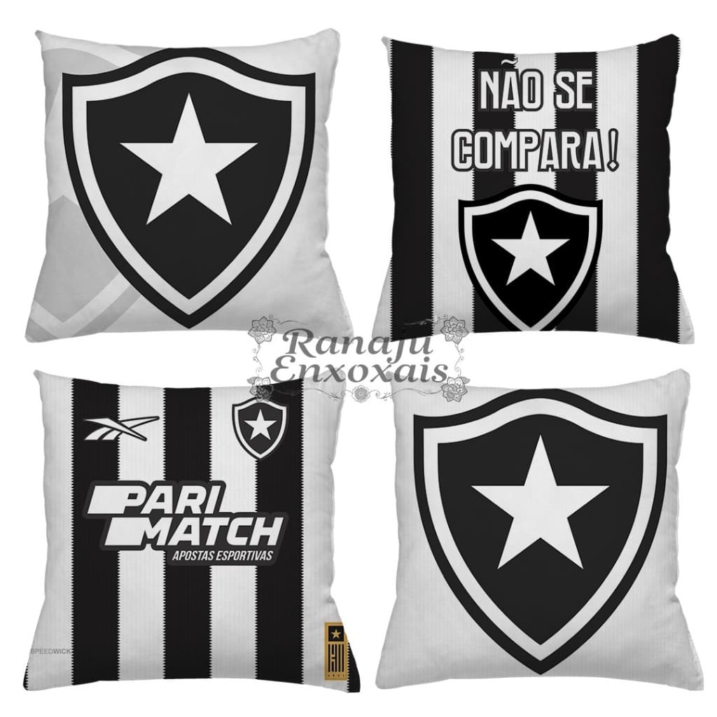 KIT 4 CAPAS DE ALMOFADAS DECORATIVAS FUTEBOL BOTAFOGO BRASILEIRÃO - TAMANHO 45X45
